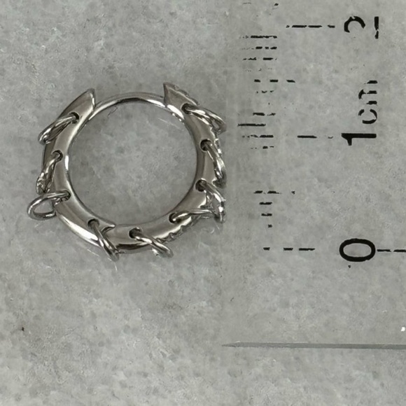 Sterling Silver Crystal Pave Chain Dangle Hoop Earrings - Picture 5 of 5